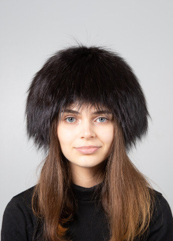 Жіноча зимова шапка перука із натурального хутра чорнобурої лисиці Меховой Стиль парик (254733540)