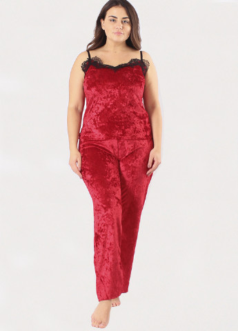 Алый демисезонный комплект (халат, топ, брюки) Ghazel