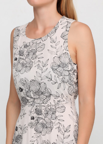 Бежевое кэжуал платье с открытой спиной MBYM с цветочным принтом