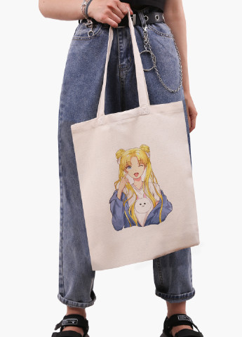 Еко сумка шоппер біла Сейлор Мун (Sailor Moon) (9227-2925-WT-1) екосумка шопер 41*35 см MobiPrint (224806178)