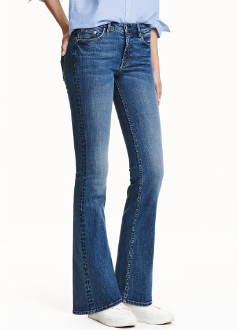 Синие демисезонные клеш, буткат фит джинсы H&M