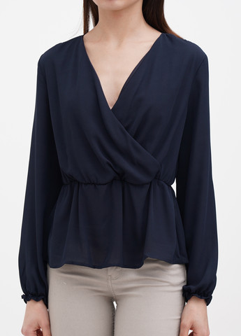 Темно-синя демісезонна блуза з баскою Calliope