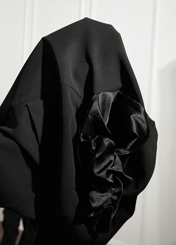 Черный женский жакет SHEIN однотонный - демисезонный