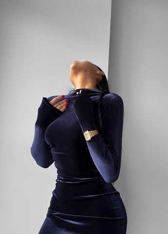 Синее вечернее платье силуэтная No Brand однотонное