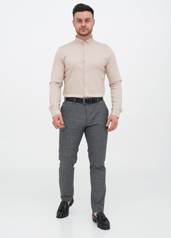 Светло-бежевая классическая, кэжуал рубашка однотонная Trend Collection