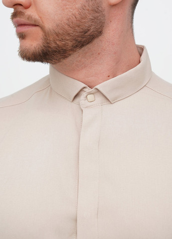 Светло-бежевая классическая, кэжуал рубашка однотонная Trend Collection