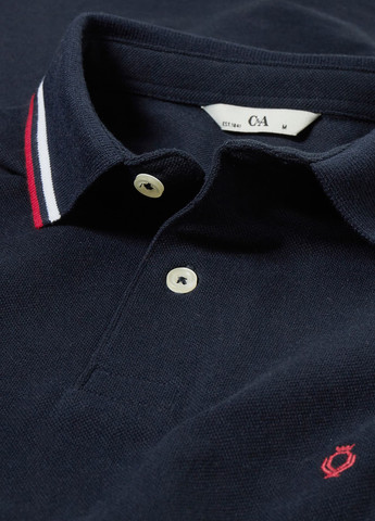 Темно-синяя футболка-поло для мужчин C&A однотонная