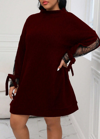 Темно-бордова кежуал сукня а-силует SHEIN однотонна