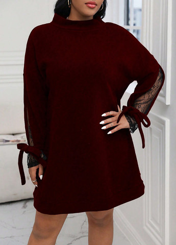 Темно-бордова кежуал сукня а-силует SHEIN однотонна