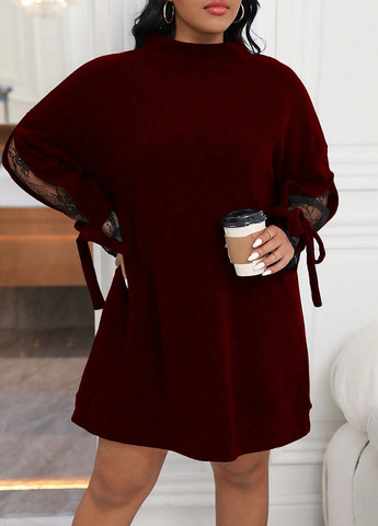 Темно-бордова кежуал сукня а-силует SHEIN однотонна