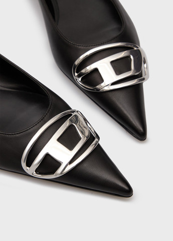 Жіночі балетки Diesel | чорні однотонні пряжка, логотип натуральна шкіра (366292929)