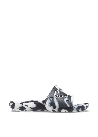 Черно-белые шлепанцы Crocs с логотипом