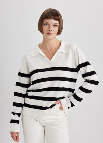 Белый демисезонный свитер пуловер DeFacto
