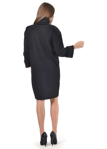 Черное кэжуал платье с длинным рукавом Lemon однотонное
