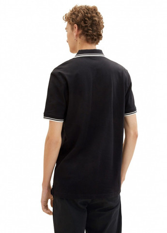Черная футболка-поло для мужчин Tom Tailor однотонная