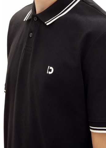 Черная футболка-поло для мужчин Tom Tailor однотонная