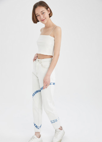 Штани DeFacto завужені білі джинсові бавовна