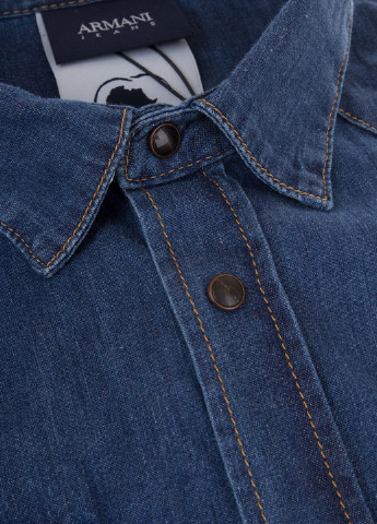 Синяя джинсовая рубашка однотонная Armani Jeans