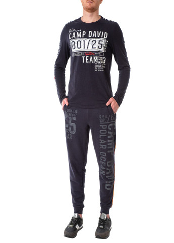 Синий демисезонный кэжуал лонгслив Camp David однотонный