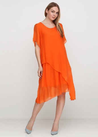 Оранжевое кэжуал платье F 4 однотонное