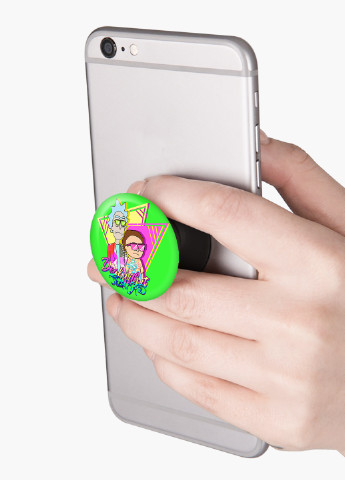 Попсокет (Popsockets) тримач для смартфону Рік і Морті (Rick and Morty) (8754-1228) Чорний MobiPrint (216748406)
