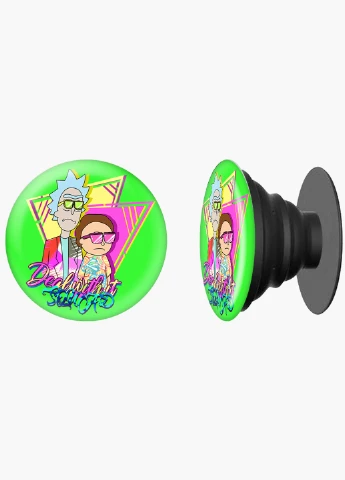 Попсокет (Popsockets) тримач для смартфону Рік і Морті (Rick and Morty) (8754-1228) Чорний MobiPrint (216748406)