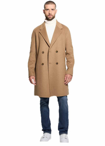 Коричневе демісезонне Пальто двобортне Guess