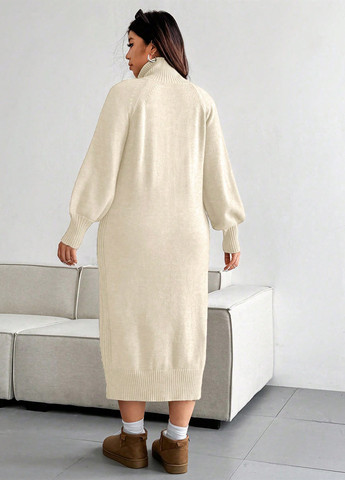 Світло-бежева кежуал сукня сукня светр SHEIN однотонна