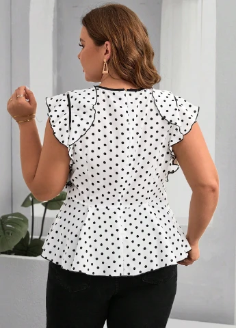 Біла блуза з баскою SHEIN