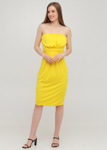 Желтое вечернее платье с открытыми плечами, бандо Asos однотонное