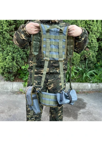 РПС система MOLLE + підсумки 6599 ЗСУ (ЗСУ) Розвантажувальна поясна система сіра Power (254441223)
