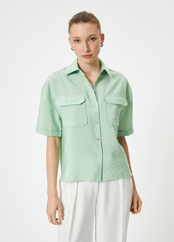 Мятная кэжуал рубашка однотонная KOTON