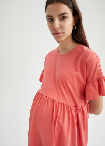 Коралловое кэжуал платье для беременных оверсайз DeFacto