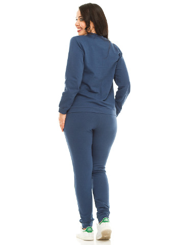 Костюм (свитшот, брюки) Lady Style однотонный тёмно-синий спортивный