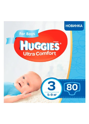 Подгузники Ultra Comfort для мальчиков 3 (5-9 кг) 80 шт Huggies (248204534)