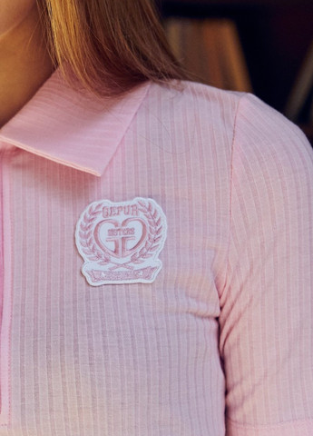 Розовая женская футболка-поло Gepur однотонная