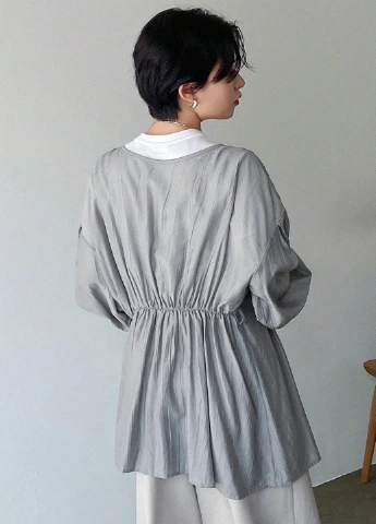 Серая блуза на запах SHEIN