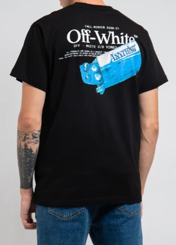 Чорна чорна футболка з яскравим принтом Off-White