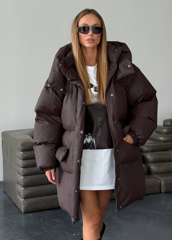 Темно-коричневий зимній Пуховик No Brand