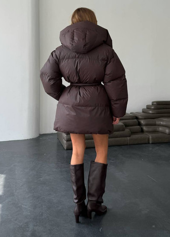 Темно-коричневий зимній Пуховик No Brand