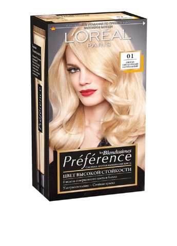 Краска для волос Preference оттенок 01 светло-светло-русый натуральный (3 пр.) L'Oreal Paris (96594068)