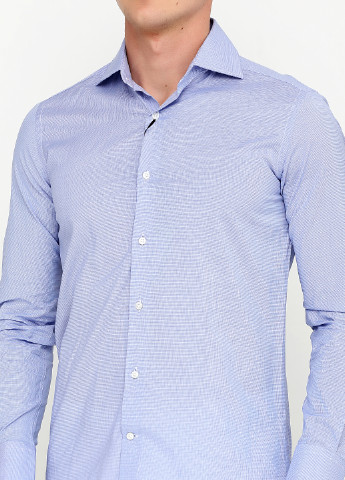 Голубой кэжуал рубашка в клетку Massimo Dutti с длинным рукавом