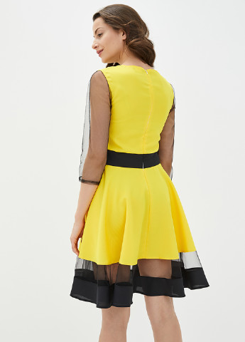 Жовтий коктейльна сукня кльош Podium однотонна