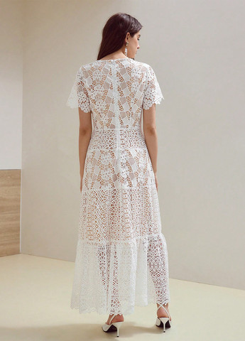 Белое кэжуал платье а-силуэт SHEIN однотонное