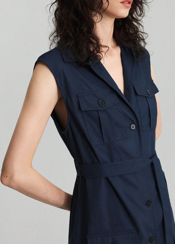 Індиго кежуал сукня сукня-сорочка SHEIN однотонна