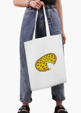 Эко сумка шоппер белая Пицца (Pizza) (9227-2078-WT2) Еко сумка шоппер біла 41*35 см MobiPrint (219151184)