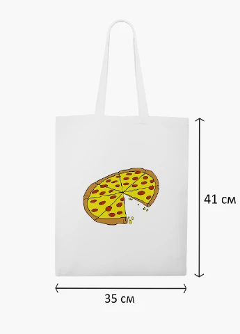 Эко сумка шоппер белая Пицца (Pizza) (9227-2078-WT2) Еко сумка шоппер біла 41*35 см MobiPrint (219151184)