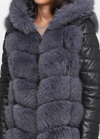 Серая зимняя куртка кожаная (мех песец) Morex