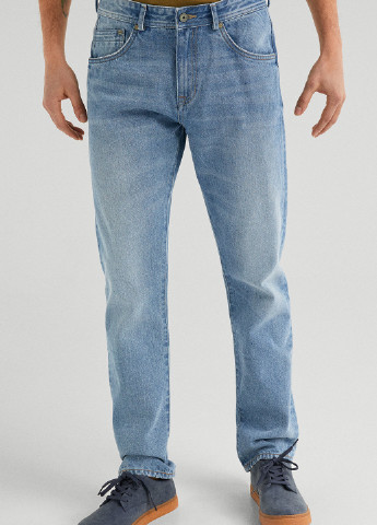 Голубые демисезонные прямые джинсы Springfield