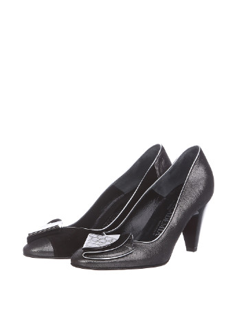 Черные женские кэжуал туфли с аппликацией на среднем каблуке - фото